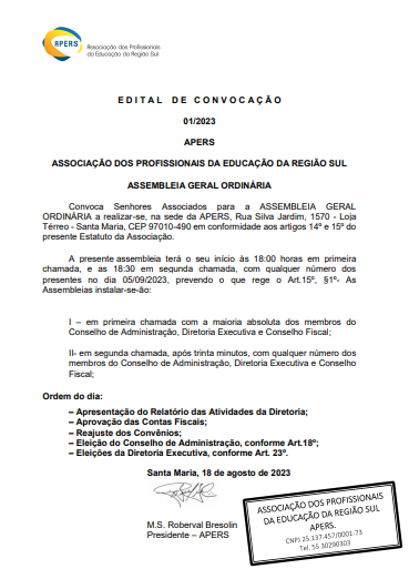 REC-Brasil convoca para Assembleia Geral Ordinária – set2023 - REC